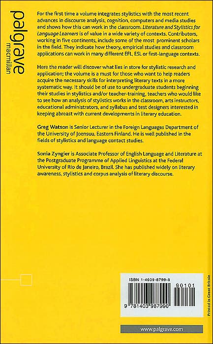 Literature and Stylistics for Language Learners: Theory and Practice