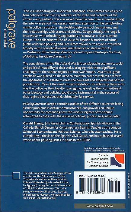 Policing Interwar Europe: Continuity, Change and Crisis, 1918-40