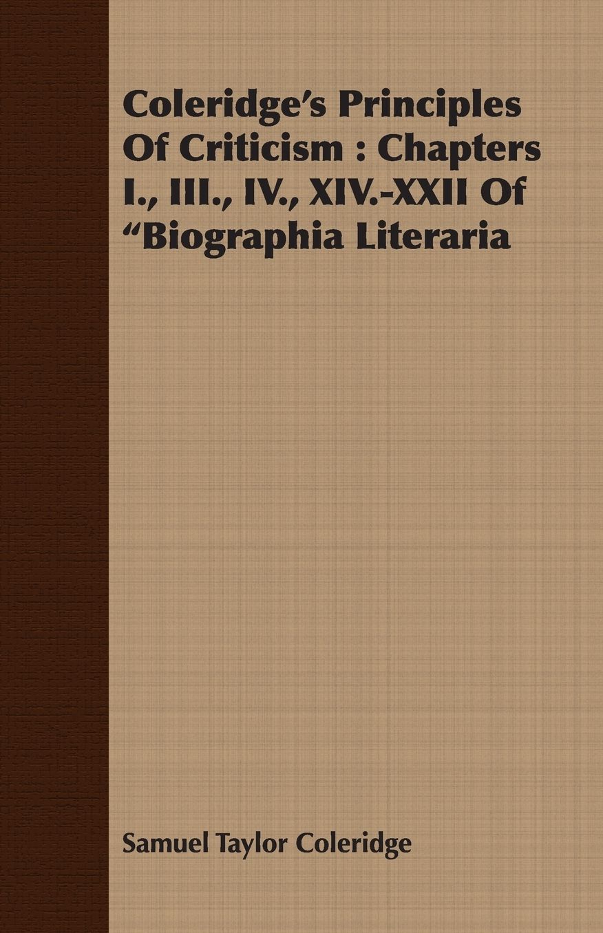 Coleridge's Principles Of Criticism