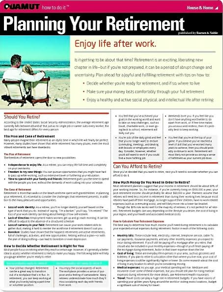 Planning Your Retirement (Quamut)