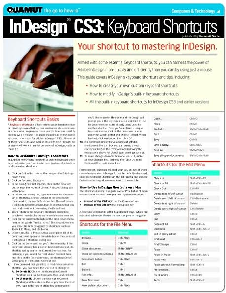 InDesign CS3 Keyboard Shortcuts (Quamut)