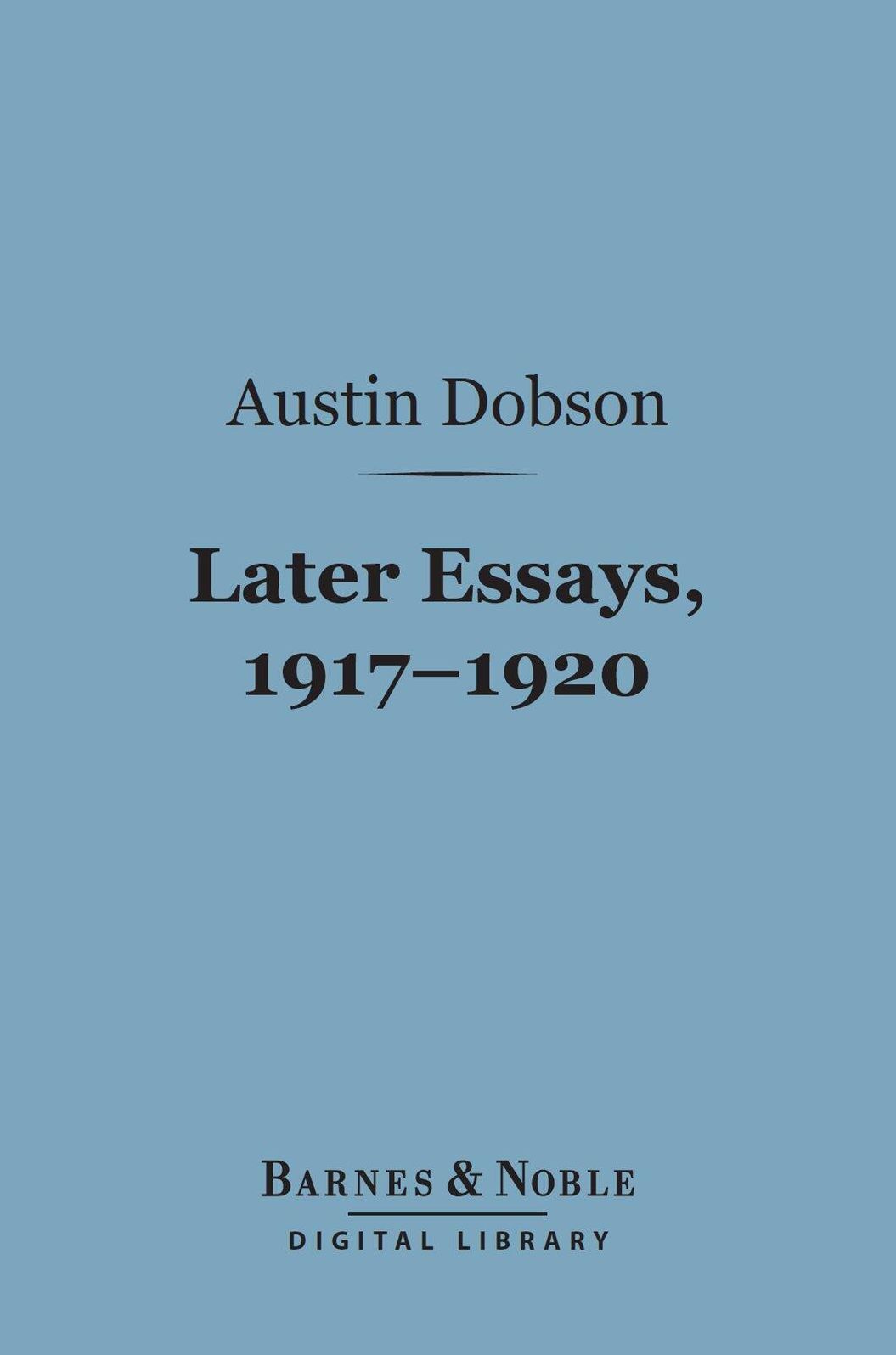 Later Essays, 1917-1920 (Barnes & Noble Digital Library)