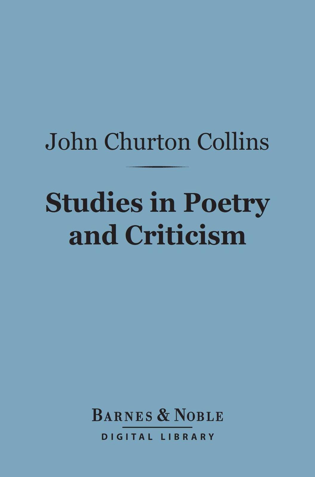 Studies in Poetry and Criticism (Barnes & Noble Digital Library)