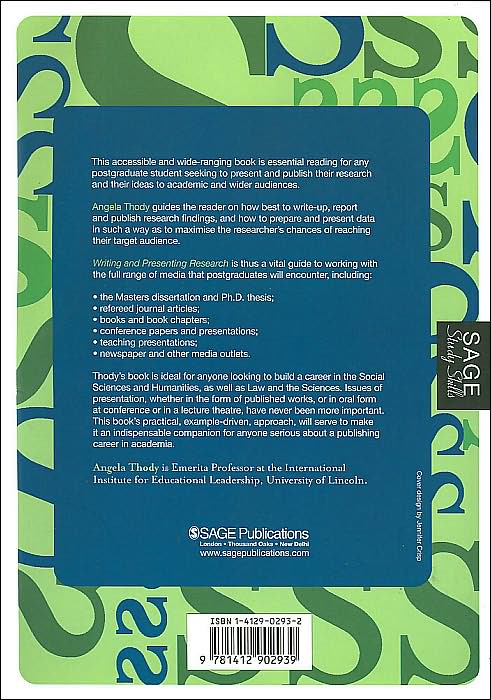 Writing and Presenting Research (Sage Study Skills Series)