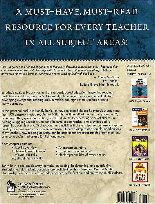 Improving Reading Skills Across the Content Areas: Ready-to-Use Activities and Assessments for Grades 6-12