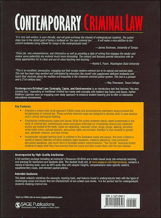 Contemporary Criminal Law: Concepts, Cases, and Controversies