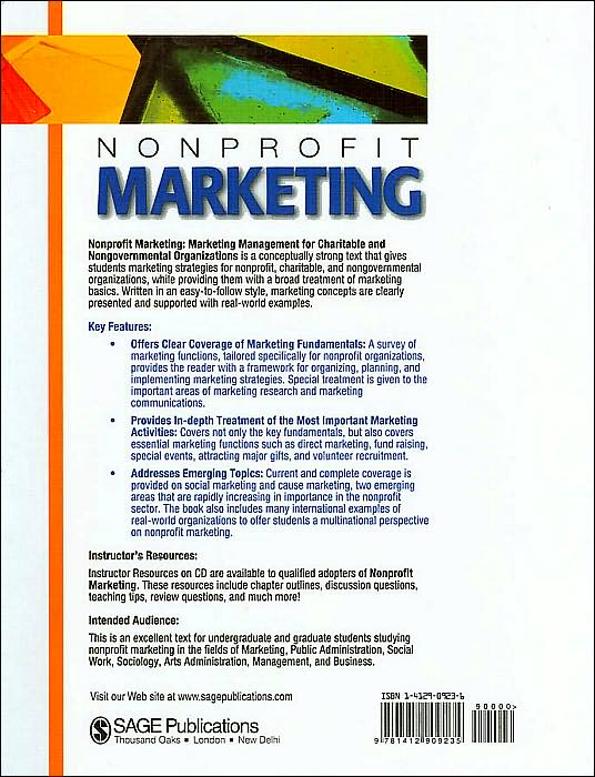 Nonprofit Marketing: Marketing Management for Charitable and Nongovernmental Organizations