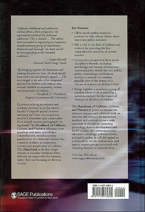Handbook of Children, Culture, and Violence