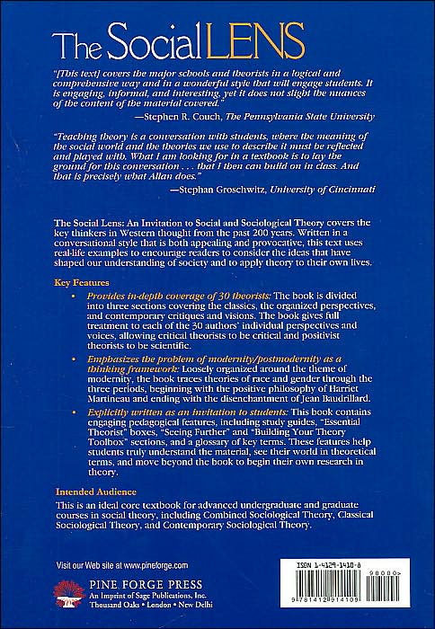 The Social Lens: An Invitation to Social and Sociological Theory
