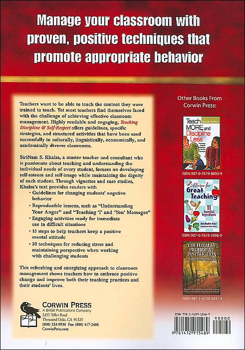 Teaching Discipline & Self-Respect: Effective Strategies, Anecdotes, and Lessons for Successful Classroom Management