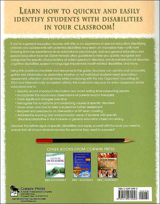 Identifying Children With Special Needs: Checklists and Action Plans for Teachers
