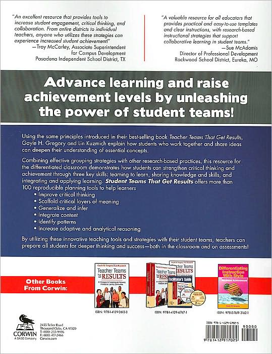 Student Teams That Get Results: Teaching Tools for the Differentiated Classroom