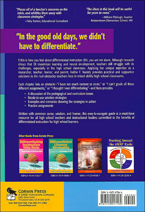 Differentiating the High School Classroom: Solution Strategies for 18 Common Obstacles