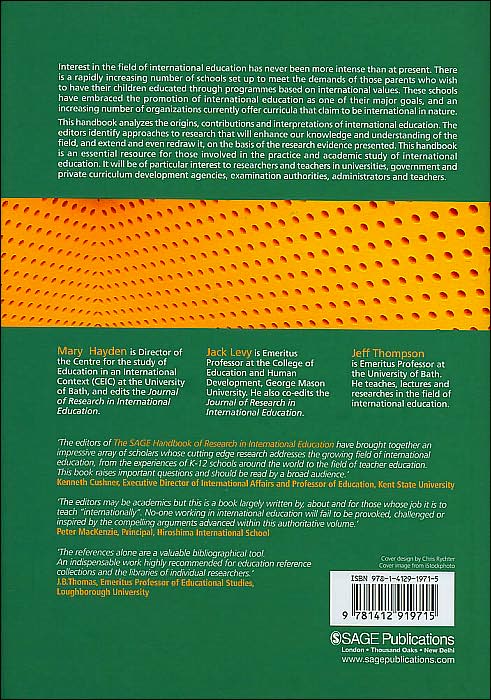 The SAGE Handbook of Research in International Education