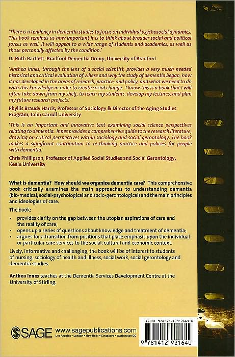 Dementia Studies: A Social Science Perspective