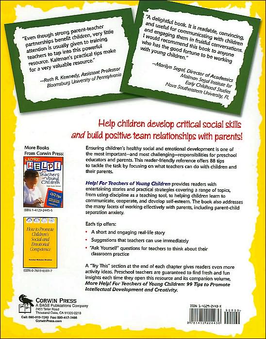 Help! For Teachers of Young Children: 88 Tips to Develop Children's Social Skills and Create Positive Teacher-Family Relationships