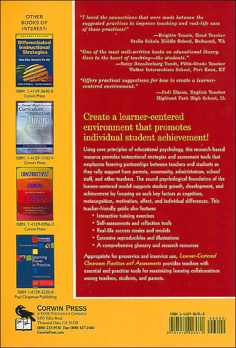 Learner-Centered Classroom Practices and Assessments: Maximizing Student Motivation, Learning, and Achievement