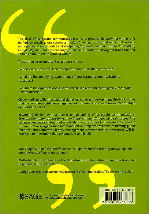 Corporate Communications: Convention, Complexity and Critique