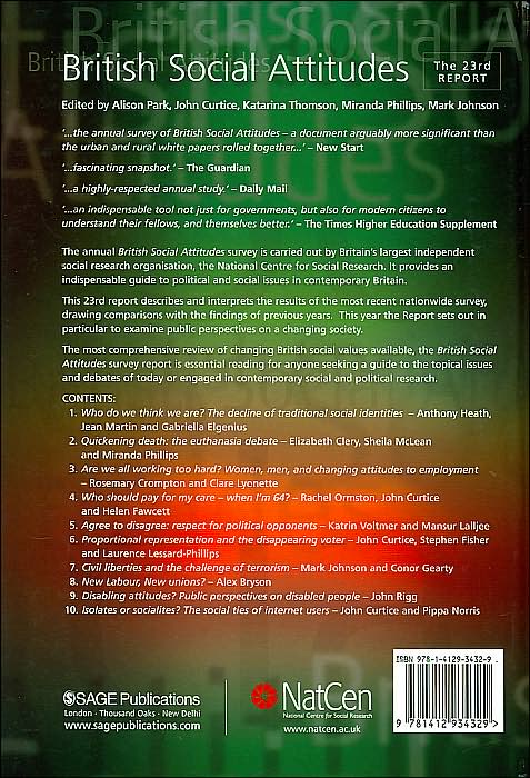 British Social Attitudes: The 23rd Report: Perspectives on a Changing Society (British Social Attitudes Survey Series