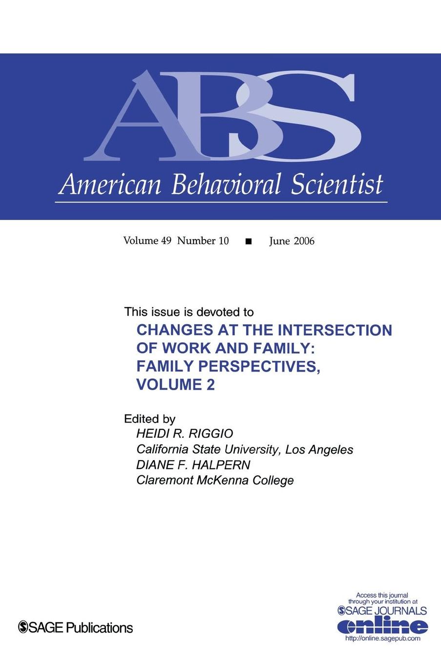 Changes at the Intersection of Work and Family, Volume 2: Family Perspectives