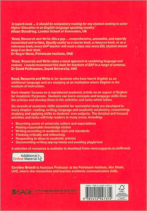 Read, Research and Write: Academic Skills for ESL Students in Higher Education