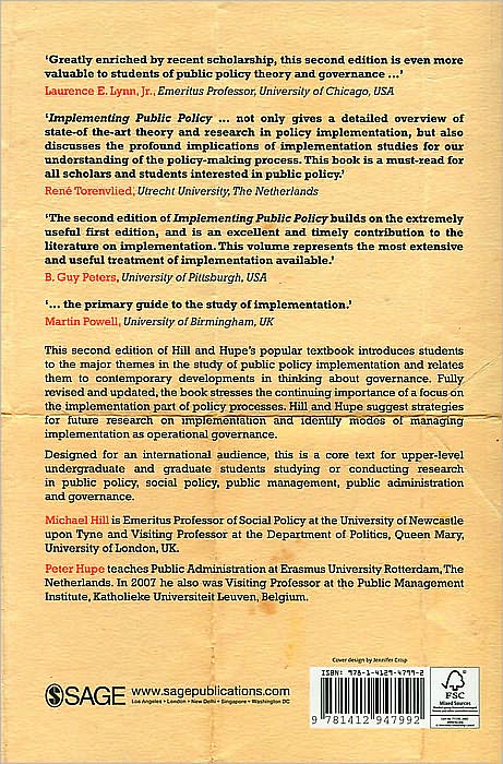 Implementing Public Policy: An Introduction to the Study of Operational Governance