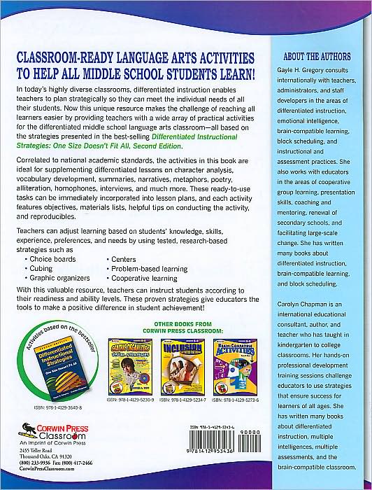 Activities for the Differentiated Classroom: Language Arts, Grades 6-8