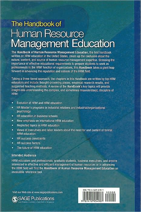 The Handbook of Human Resource Management Education: Promoting an Effective and Efficient Curriculum