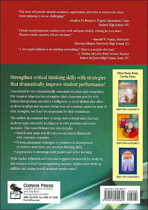 Teaching for Successful Intelligence: To Increase Student Learning and Achievement