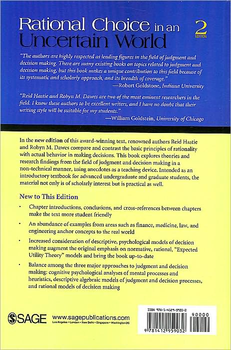 Rational Choice in an Uncertain World: The Psychology of Judgment and Decision Making