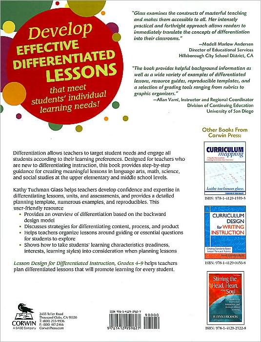 Lesson Design for Differentiated Instruction, Grades 4-9