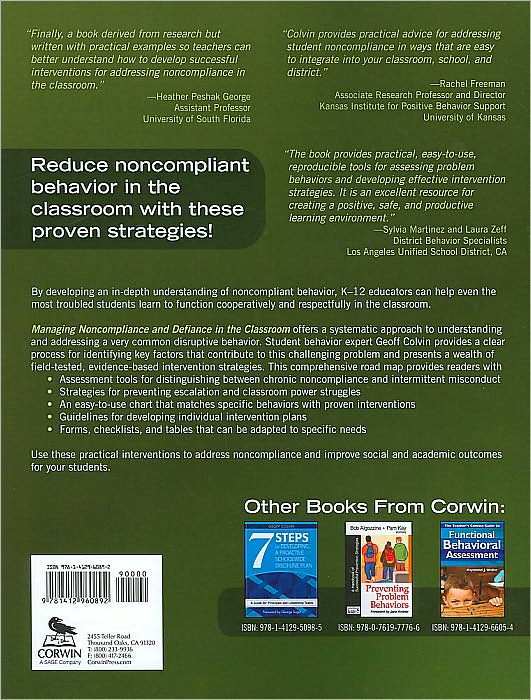 Managing Noncompliance and Defiance in the Classroom: A Road Map for Teachers, Specialists, and Behavior Support Teams