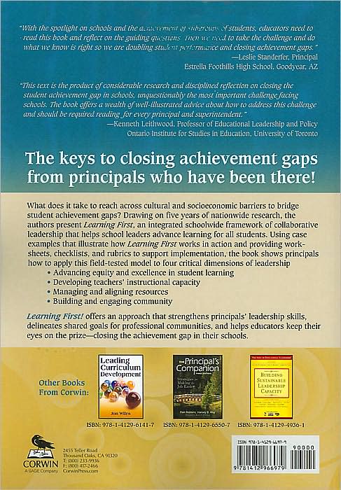 Learning First!: A School Leader's Guide to Closing Achievement Gaps