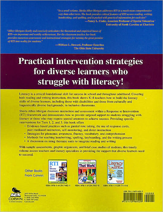 Using RTI to Teach Literacy to Diverse Learners, K-8: Strategies for the Inclusive Classroom