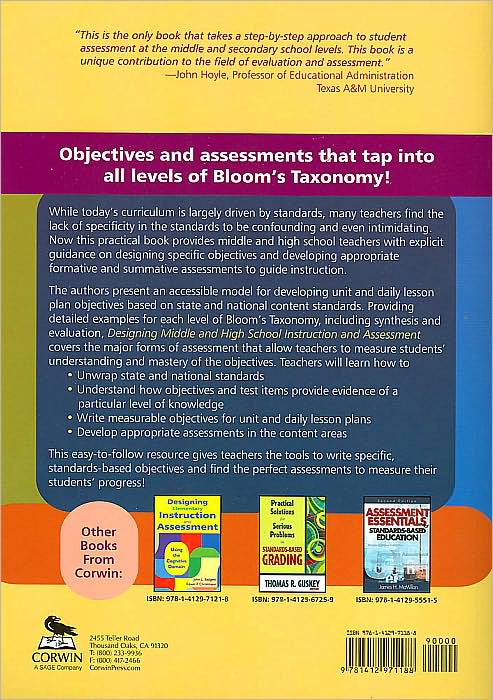Designing Middle and High School Instruction and Assessment: Using the Cognitive Domain