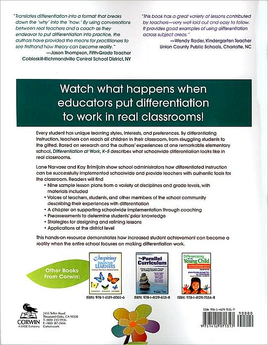 Differentiation at Work, K-5: Principles, Lessons, and Strategies