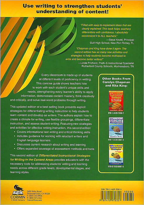 Differentiated Instructional Strategies for Writing in the Content Areas
