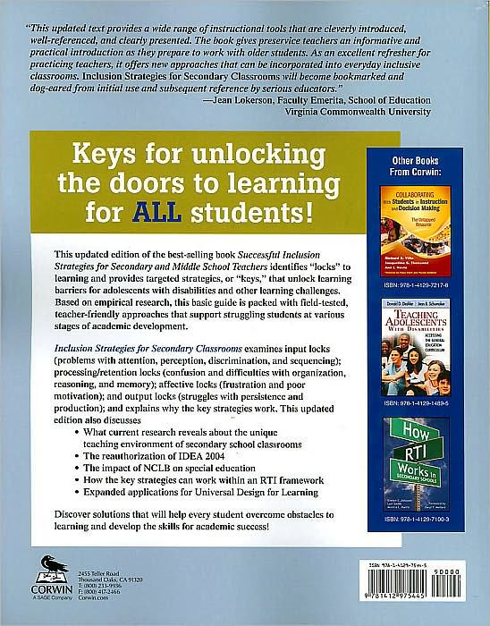 Inclusion Strategies for Secondary Classrooms: Keys for Struggling Learners