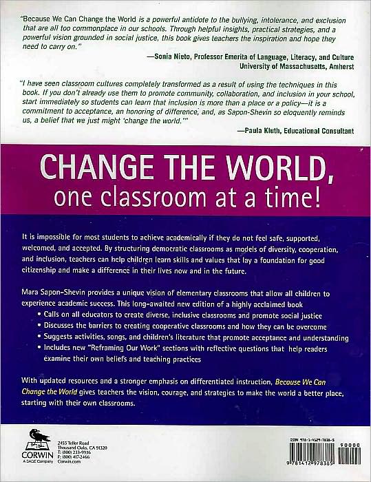 Because We Can Change the World: A Practical Guide to Building Cooperative, Inclusive Classroom Communities