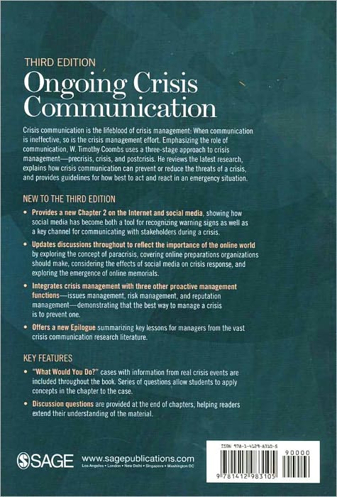 Ongoing Crisis Communication: Planning, Managing, and Responding
