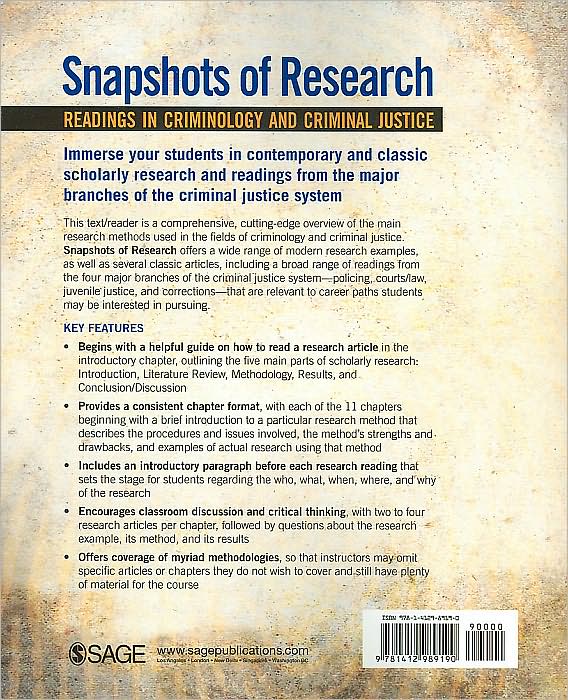 Snapshots of Research: Readings in Criminology and Criminal Justice