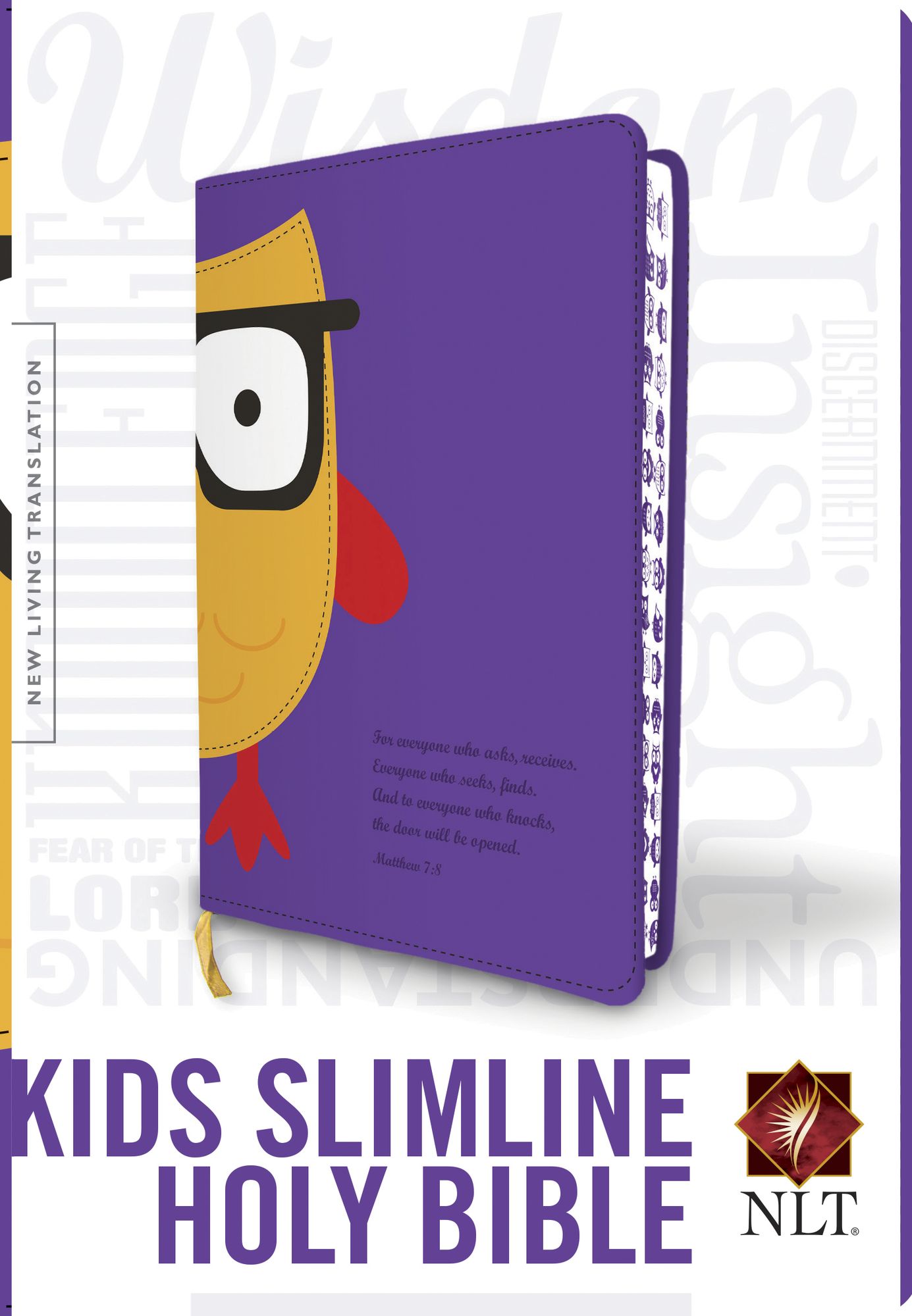 NLT: Kids Slimline Bible, Matthew 7:8 wisdom, Leatherlike