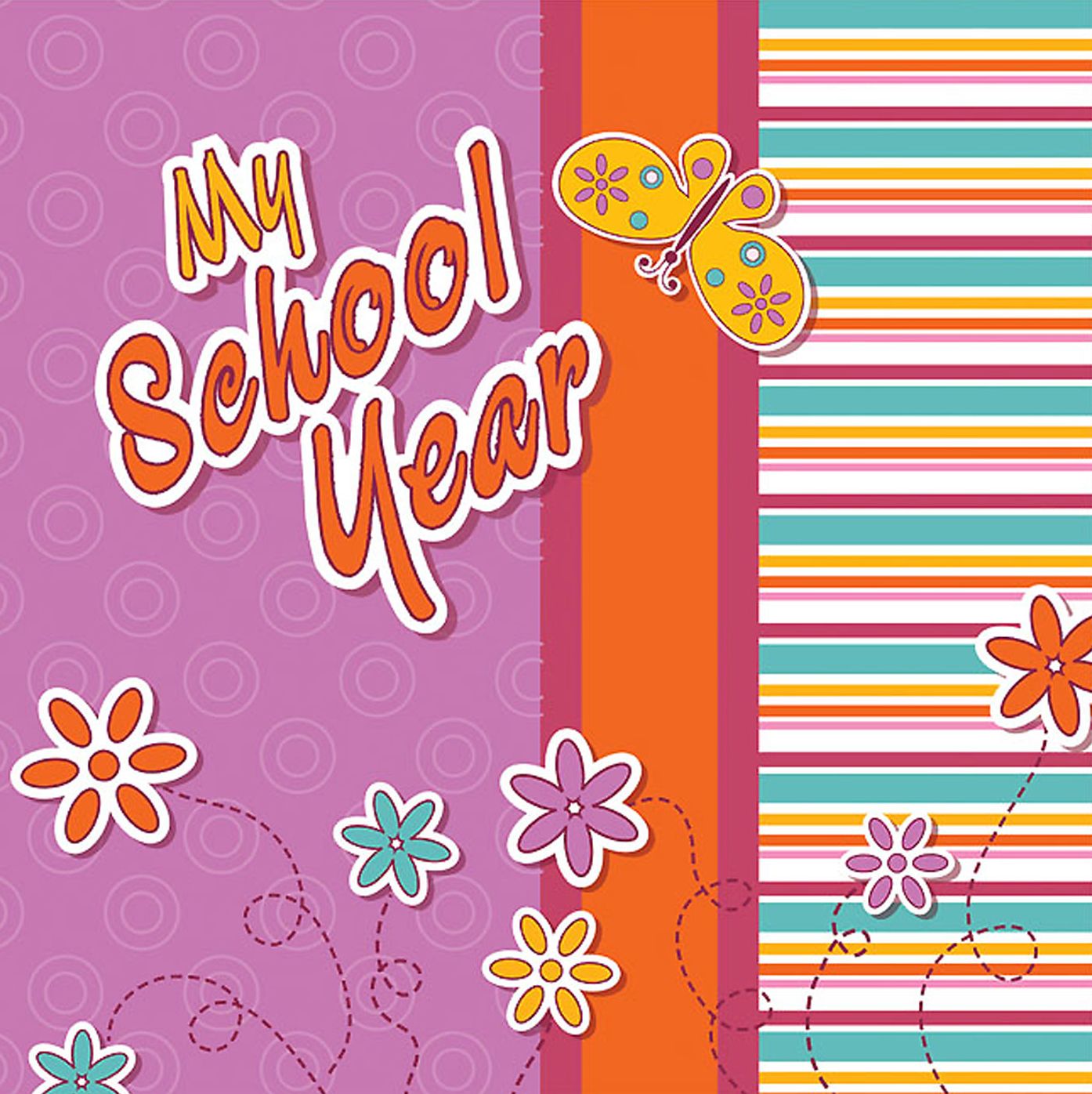My School Year for Girls: Hardcover Scrapbooking Album w/ Plastic Sleeves