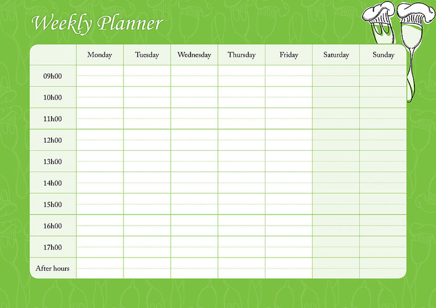 Weekly Planner - Fork & Spoon