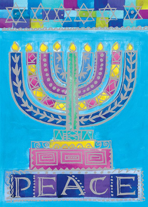 Peace Menorah Hanukkah Boxed Card