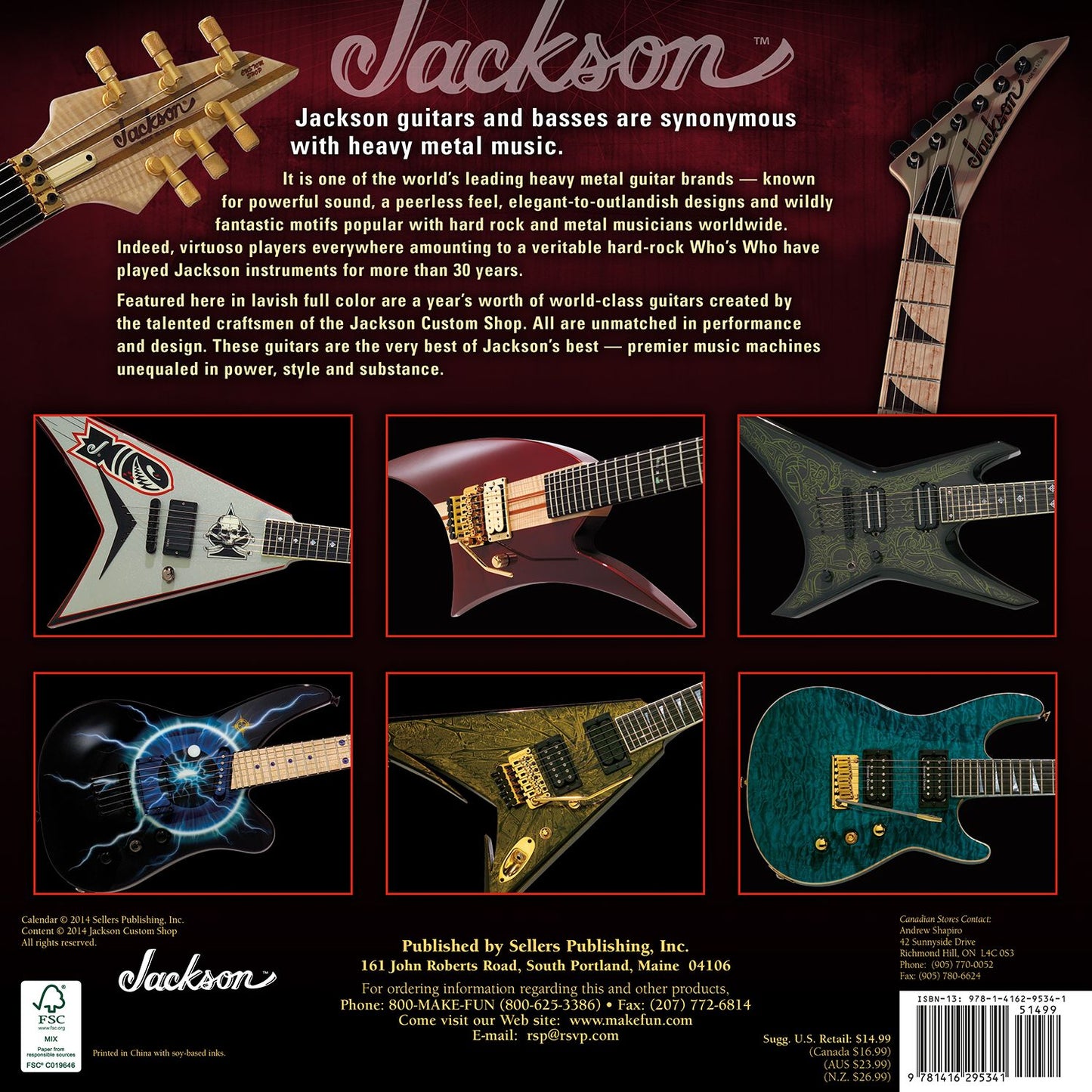 2015 Jackson Heavy Metal Guitars Wall Calendar