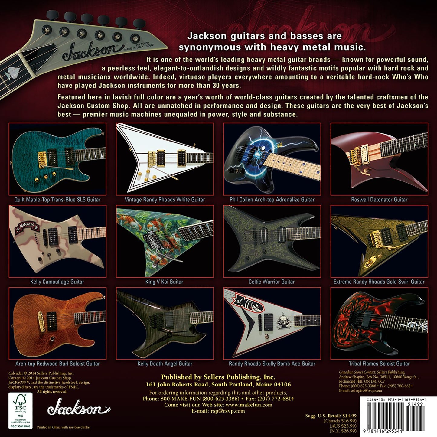 2015 Jackson Heavy Metal Guitars Wall Calendar