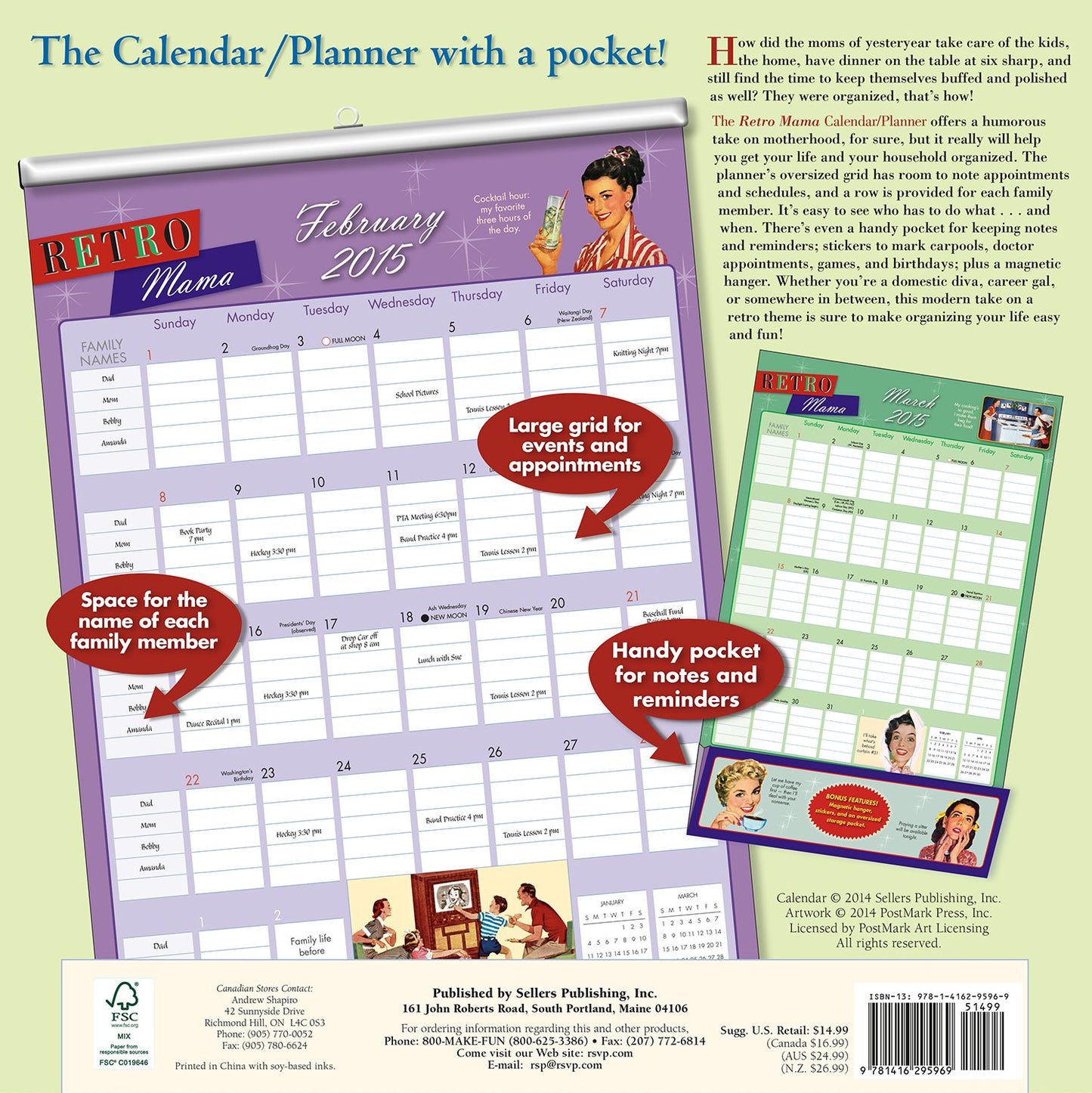 2015 Retro Mama Wall Planner Calendar