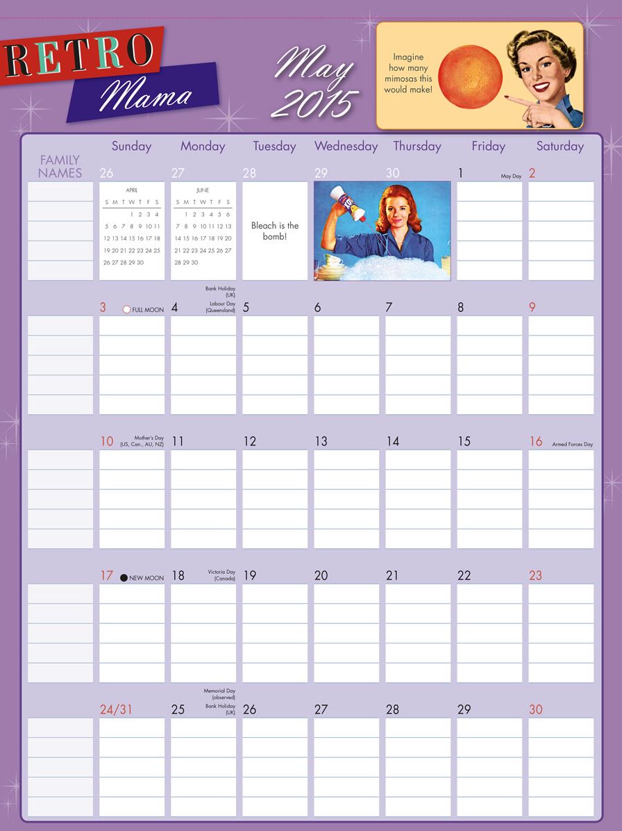 2015 Retro Mama Wall Planner Calendar