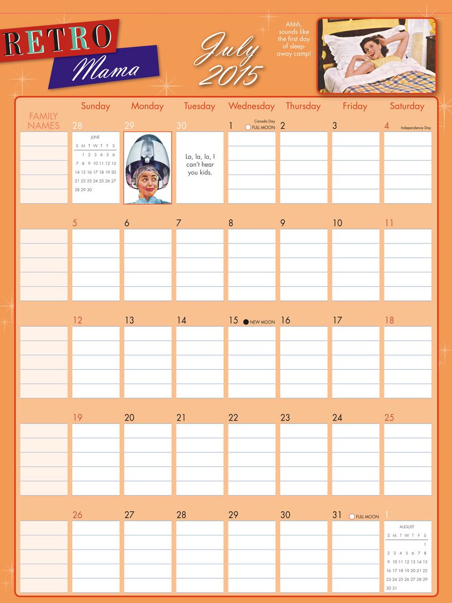 2015 Retro Mama Wall Planner Calendar